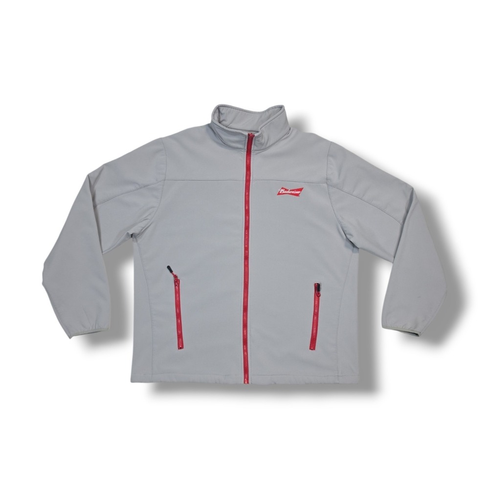 Budweiser/Bud Light Full Zip Vendor/Dealer Grey Fleece Lined Jacket Men's XL‎